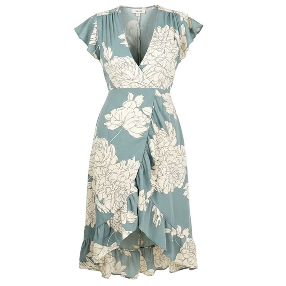 AX Paris Womens/Ladies Floral Polyester Midi Dress / Duck Egg/Cream